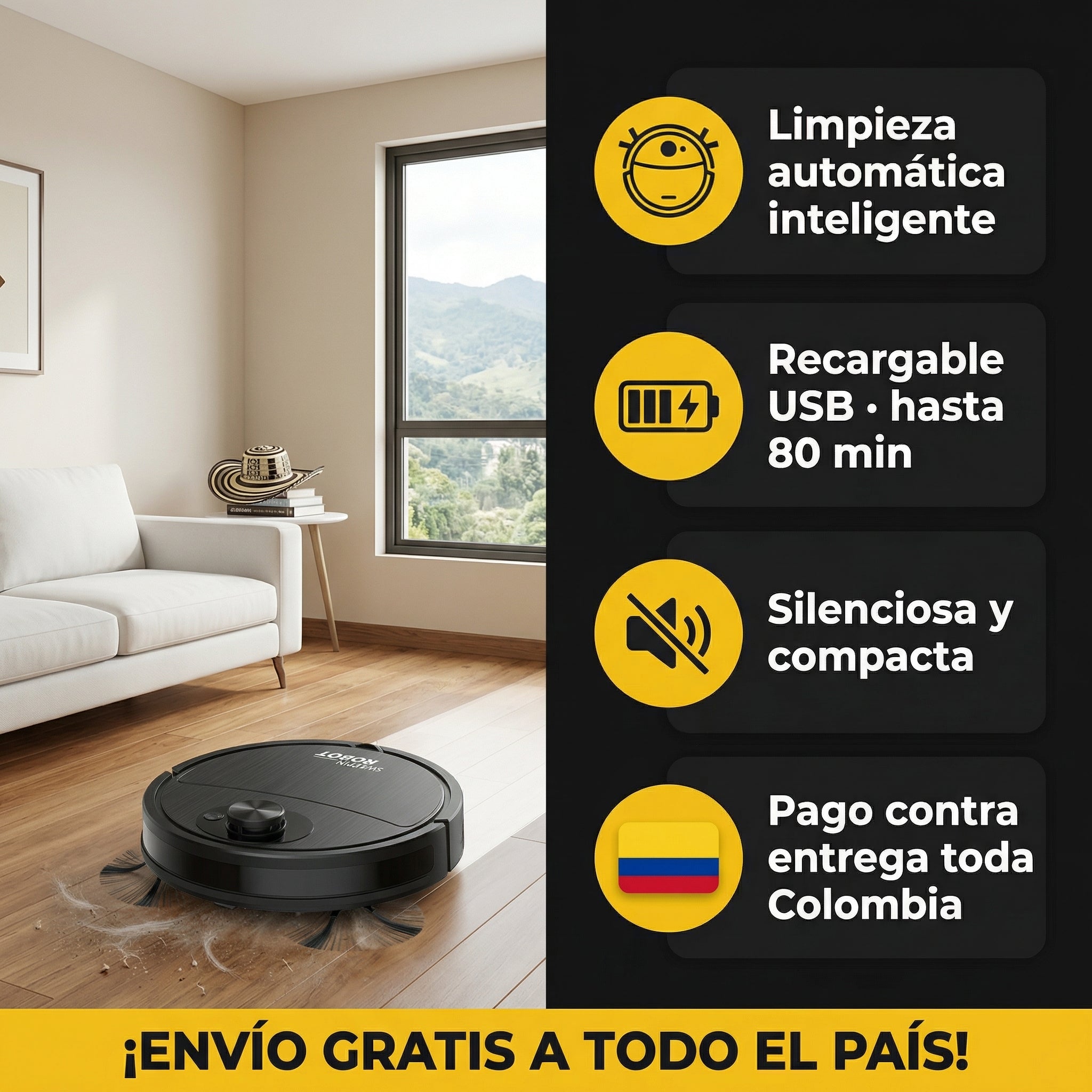 LimpiaPro Lumens™ | Robot Aspirador 3-en-1